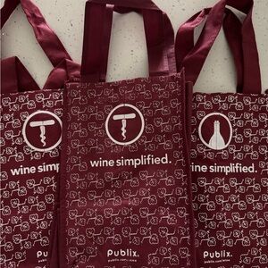 3 Wine Simplified Tote Bag - Burgundy